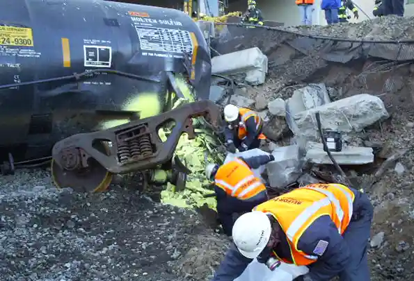 BELFOR Environmental cleans sulfur spill after train derailment