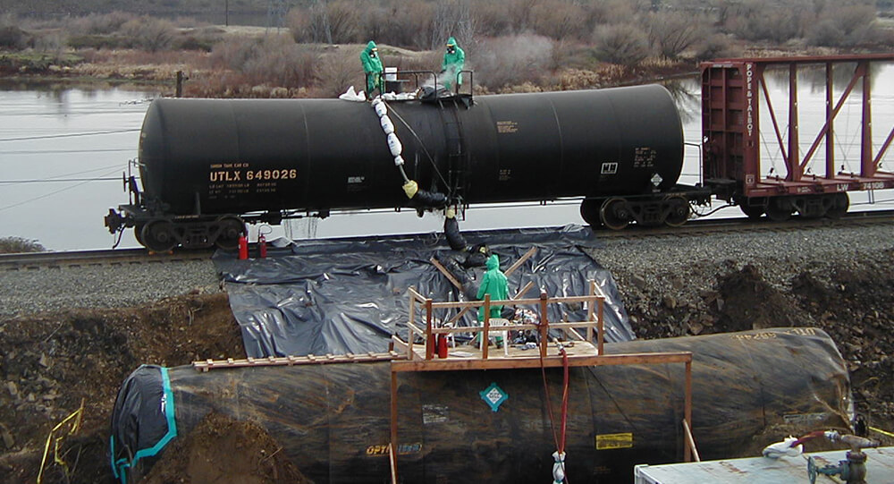 BELFOR Environmental transfers hazardous product from railcar